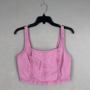 Anthropologie Pilcro Crop Top Womens Small Purple Linen Corset Tank Smoked Y2K